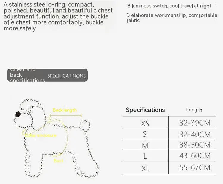 OHIPETS™ Adjustable LED No-Pull Dog Harness – Glowing Night Safety Vest for Small & Medium Dogs