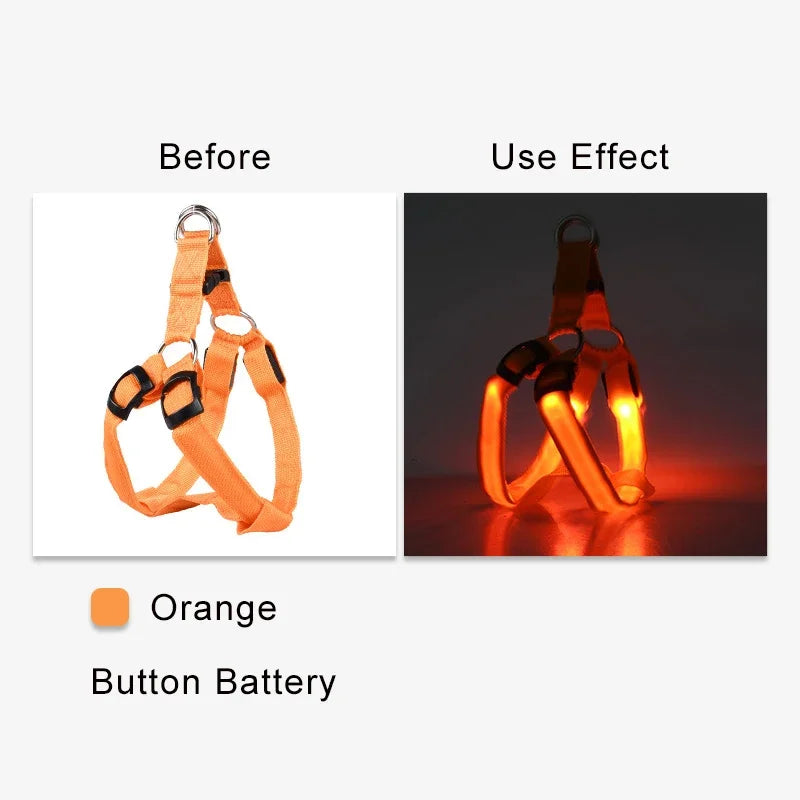 OHIPETS™ Adjustable LED No-Pull Dog Harness – Glowing Night Safety Vest for Small & Medium Dogs