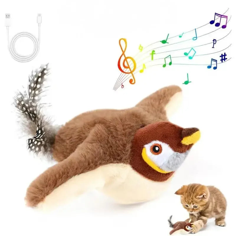 OHIPETS™ Interactive Flapping Bird Cat Toy – Rechargeable Touch-Activated Plush with Catnip