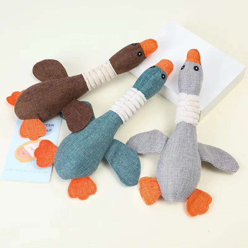 Plush Duck Toy with Squeaker for Chewing and Teething