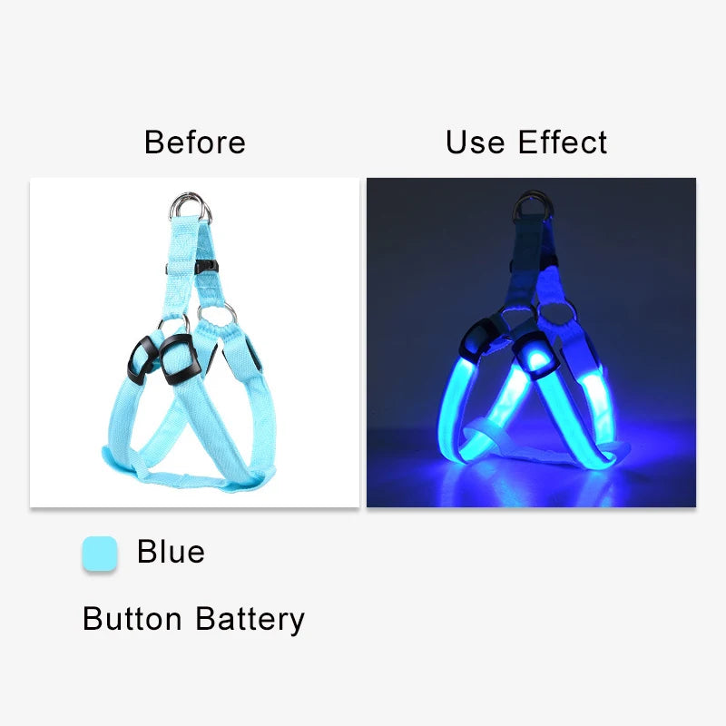 OHIPETS™ Adjustable LED No-Pull Dog Harness – Glowing Night Safety Vest for Small & Medium Dogs
